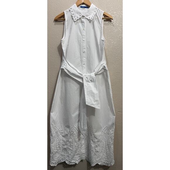 J.McLaughlin White Solid Anka Embroidered Midi Dress Size L - Picture 4 of 8